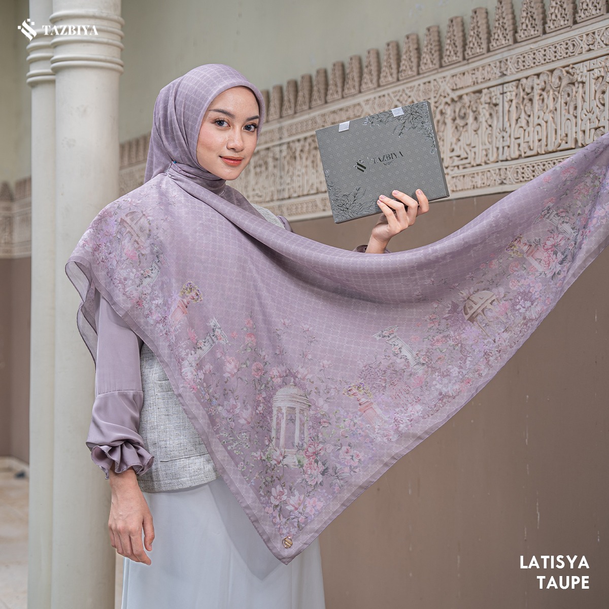 TAZBIYA SCARF - LATISYA SERIES I TAZBIYA HIJAB VOAL MOTIF JAHIT TEPI
