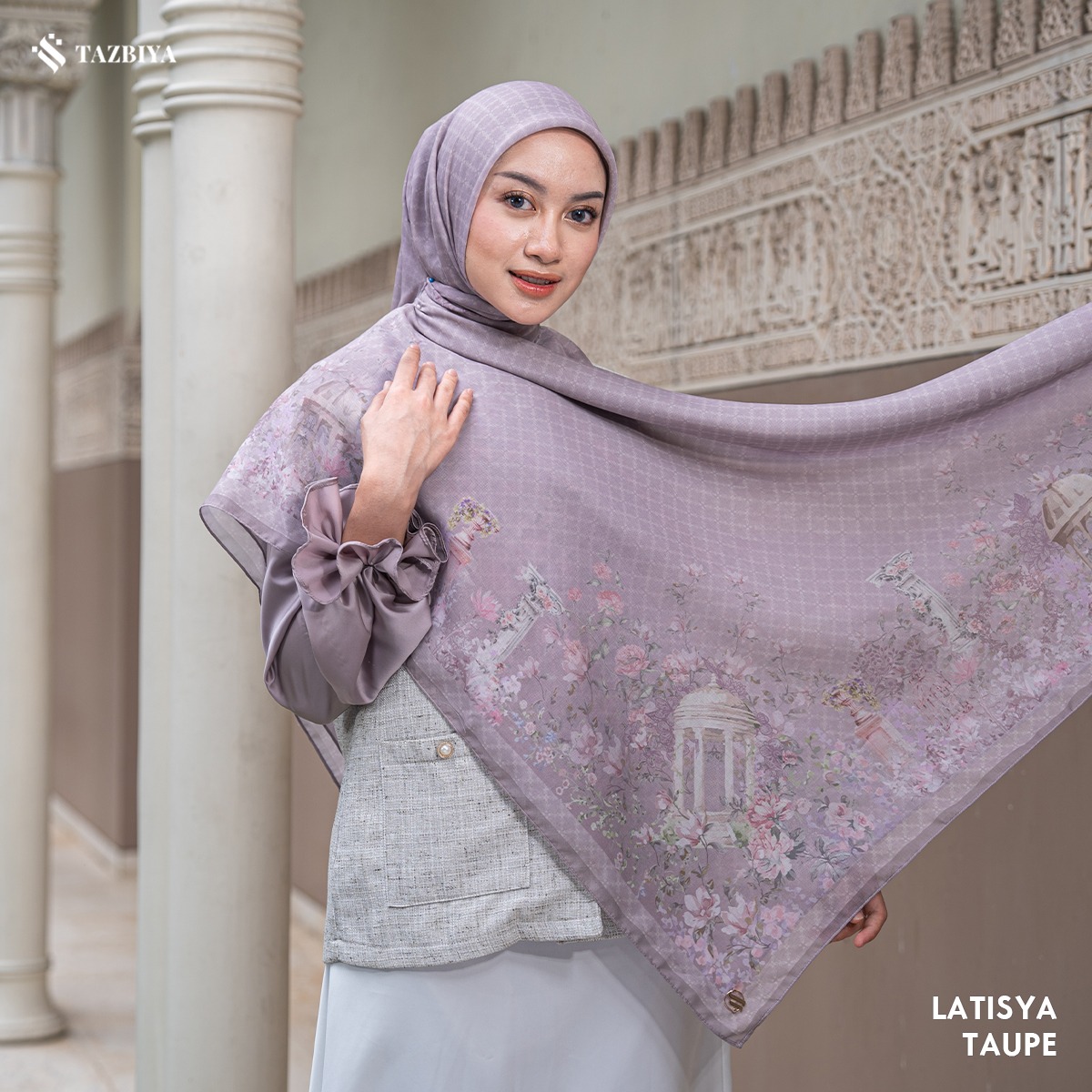 TAZBIYA SCARF - LATISYA SERIES I TAZBIYA HIJAB VOAL MOTIF JAHIT TEPI