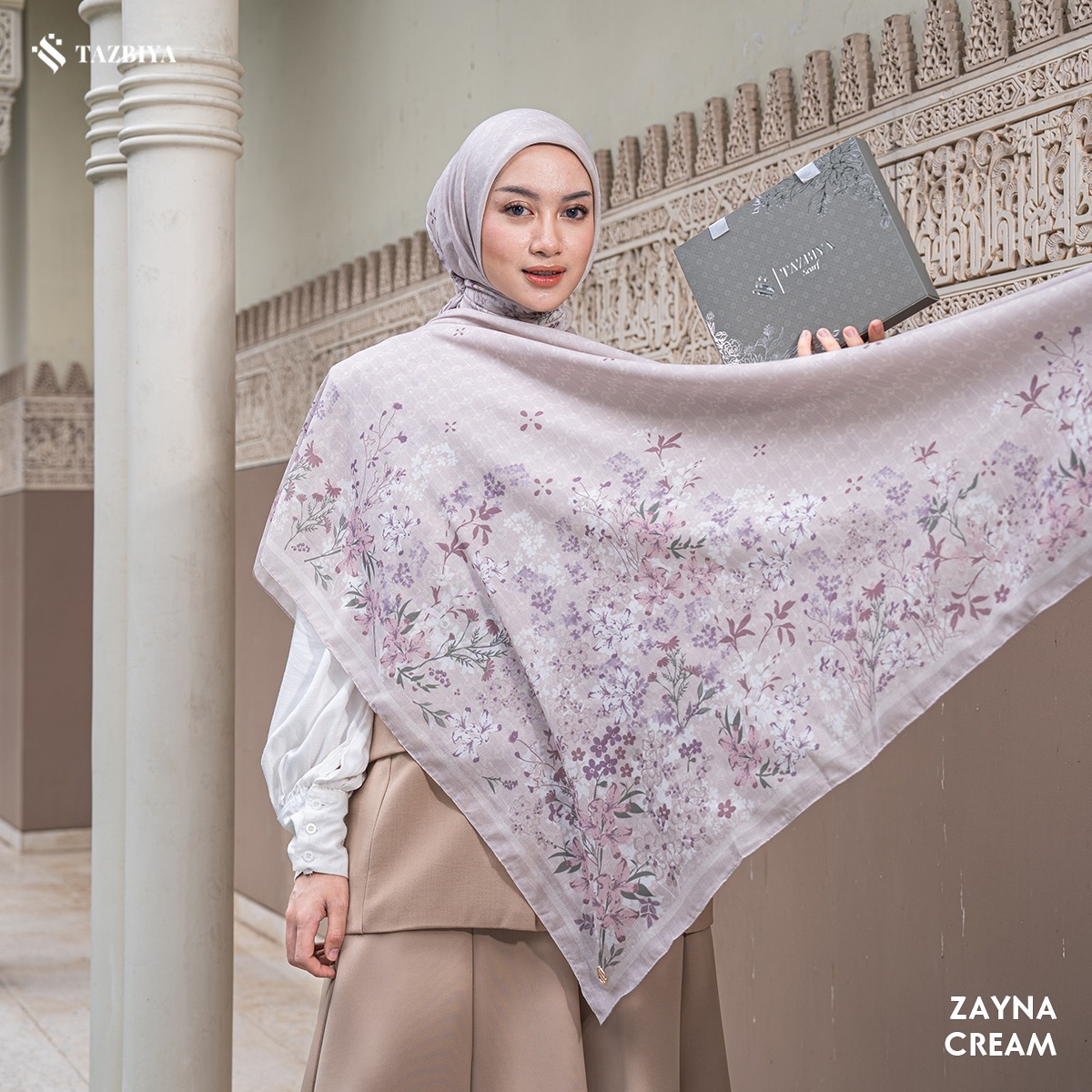 TAZBIYA SCARF - ZAYNA SERIES I TAZBIYA HIJAB VOAL MOTIF JAHIT TEPI