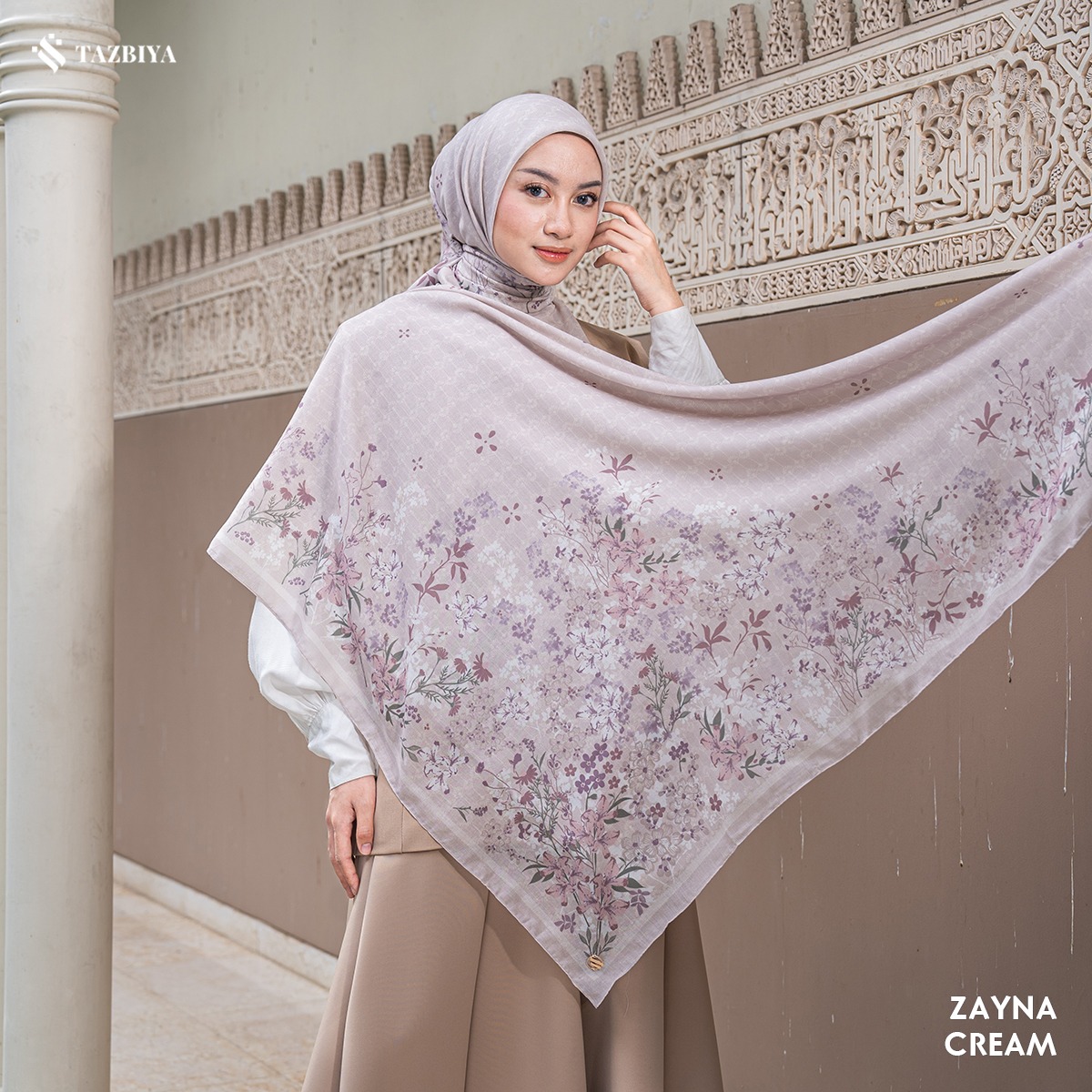 TAZBIYA SCARF - ZAYNA SERIES I TAZBIYA HIJAB VOAL MOTIF JAHIT TEPI