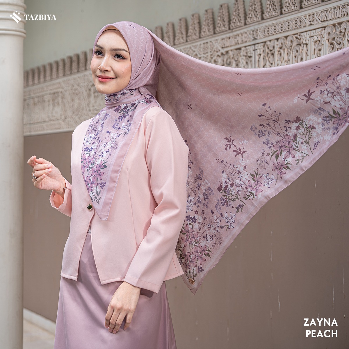 TAZBIYA SCARF - ZAYNA SERIES I TAZBIYA HIJAB VOAL MOTIF JAHIT TEPI