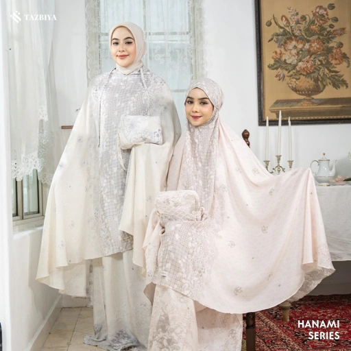 Image of TAZBIYA MUKENA HANAMI SERIES | MUKENA RAYON SAJADAH PREMIUM 2IN1 DEWASA