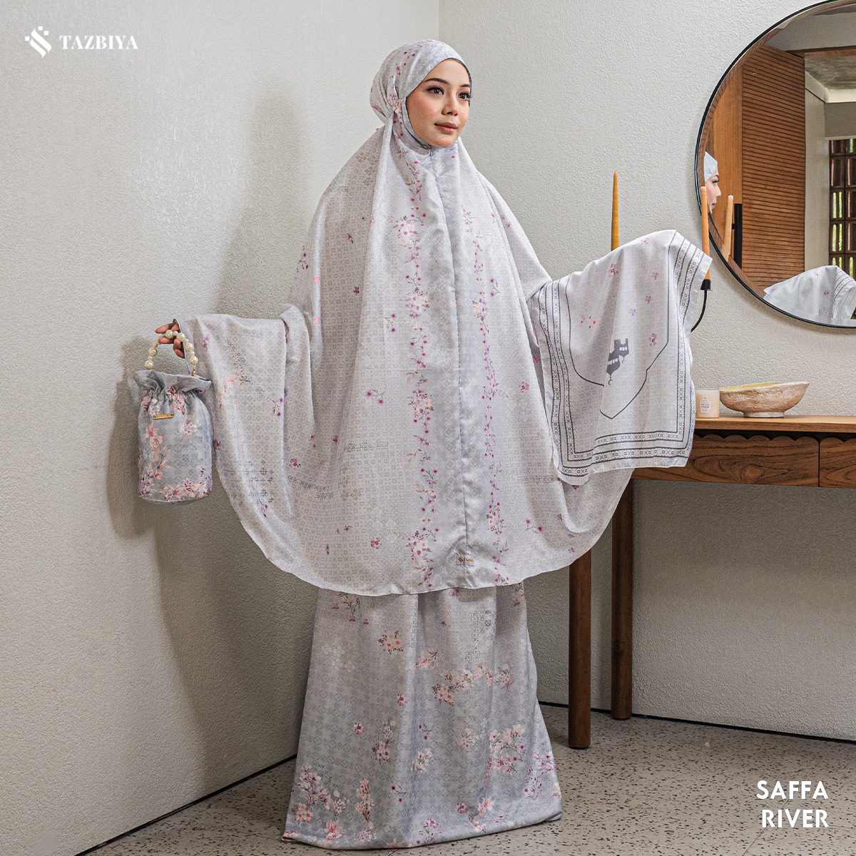 TAZBIYA MUKENA PREMIUM COTTON EMBOSS SAFFA SERIES ALLSIZE