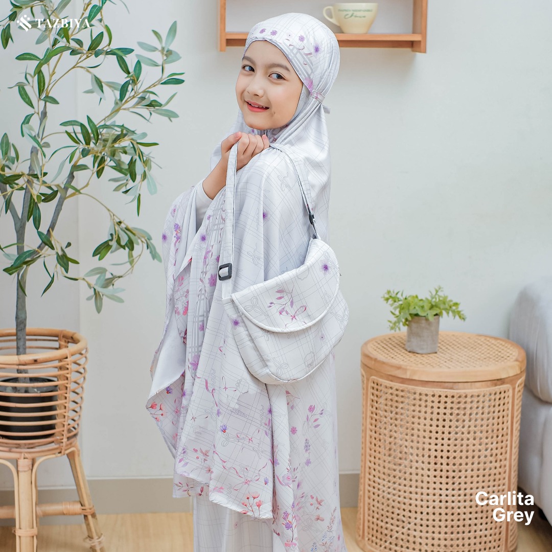 TAZBIYA MUKENA ANAK COTTON CARLITA SERIES I Mukena Anak Motif TK SD SMP | Mukena Anak 4-14 Tahun