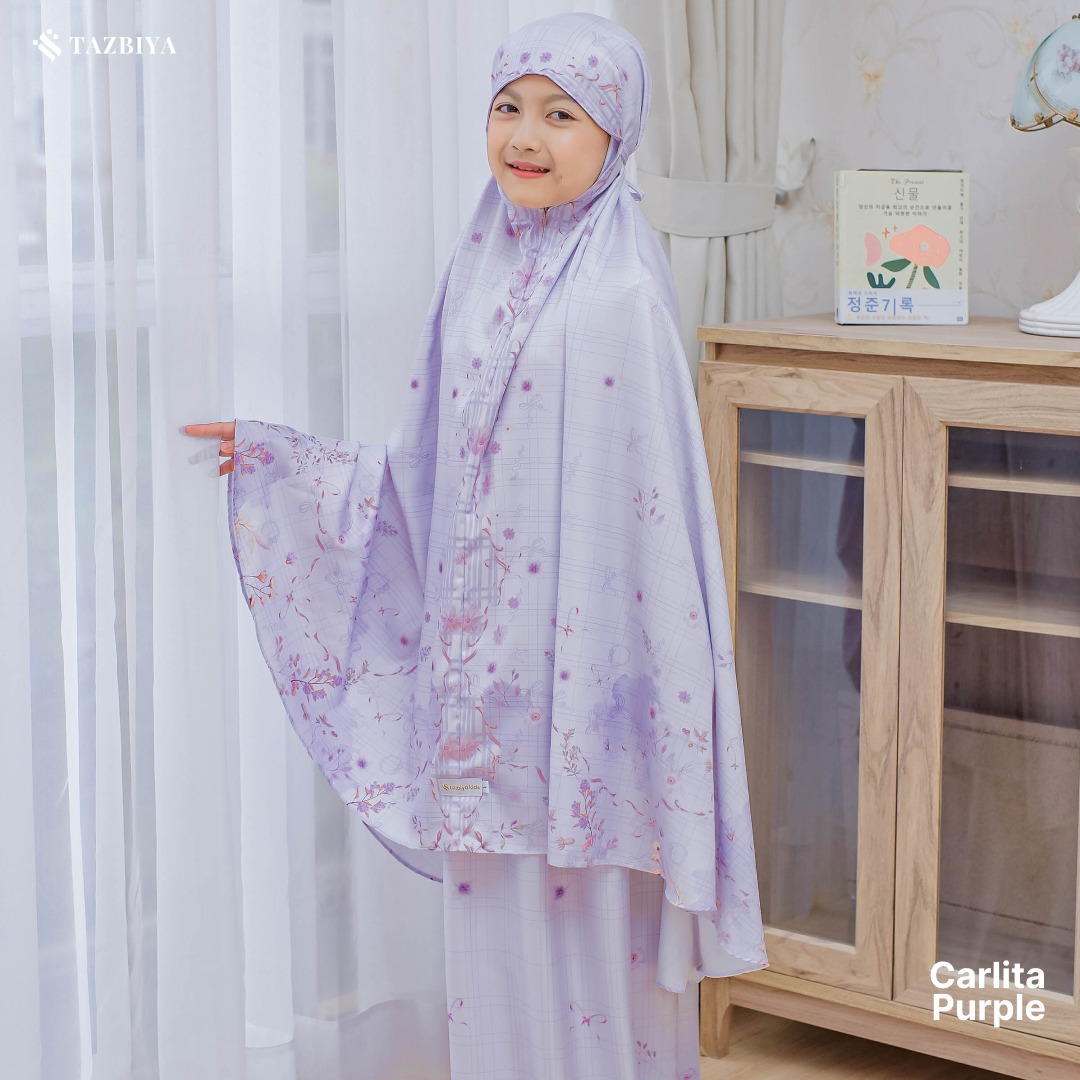 TAZBIYA MUKENA ANAK COTTON CARLITA SERIES I Mukena Anak Motif TK SD SMP | Mukena Anak 4-14 Tahun