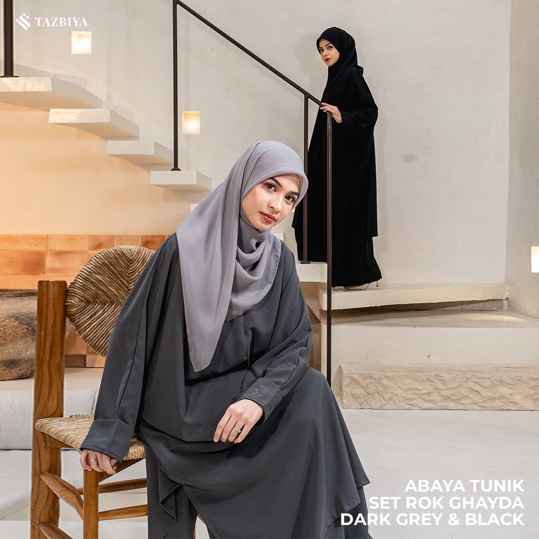 TAZBIYA ABAYA SET SERIES (Abaya Gamis Set Khimar Niqab Haji dan Umroh Bahan Crinkle Waffle Premium)