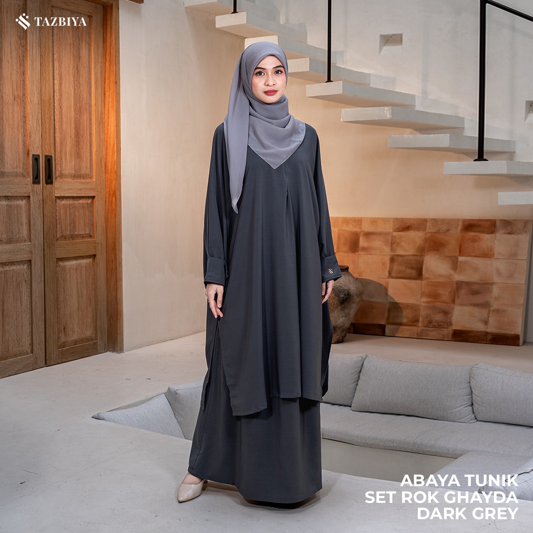 TAZBIYA ABAYA SET SERIES (Abaya Gamis Set Khimar Niqab Haji dan Umroh Bahan Crinkle Waffle Premium)