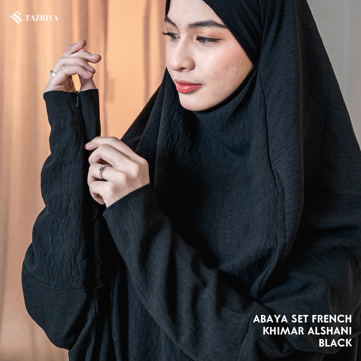 TAZBIYA ABAYA SET SERIES (Abaya Gamis Set Khimar Niqab Haji dan Umroh Bahan Crinkle Waffle Premium)
