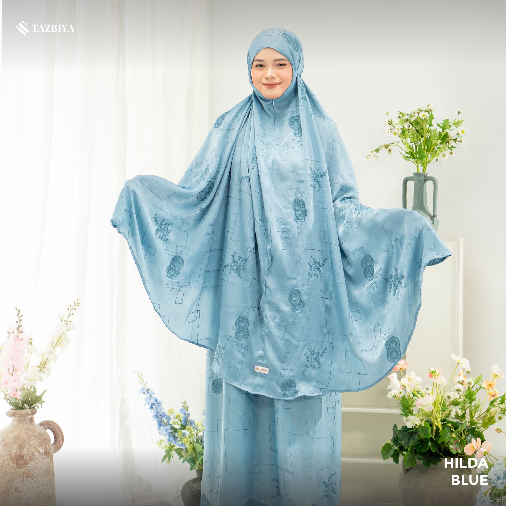 MUKENA PREMIUM SILK BORDIR TAZBIYA DEWASA HILDA SERIES