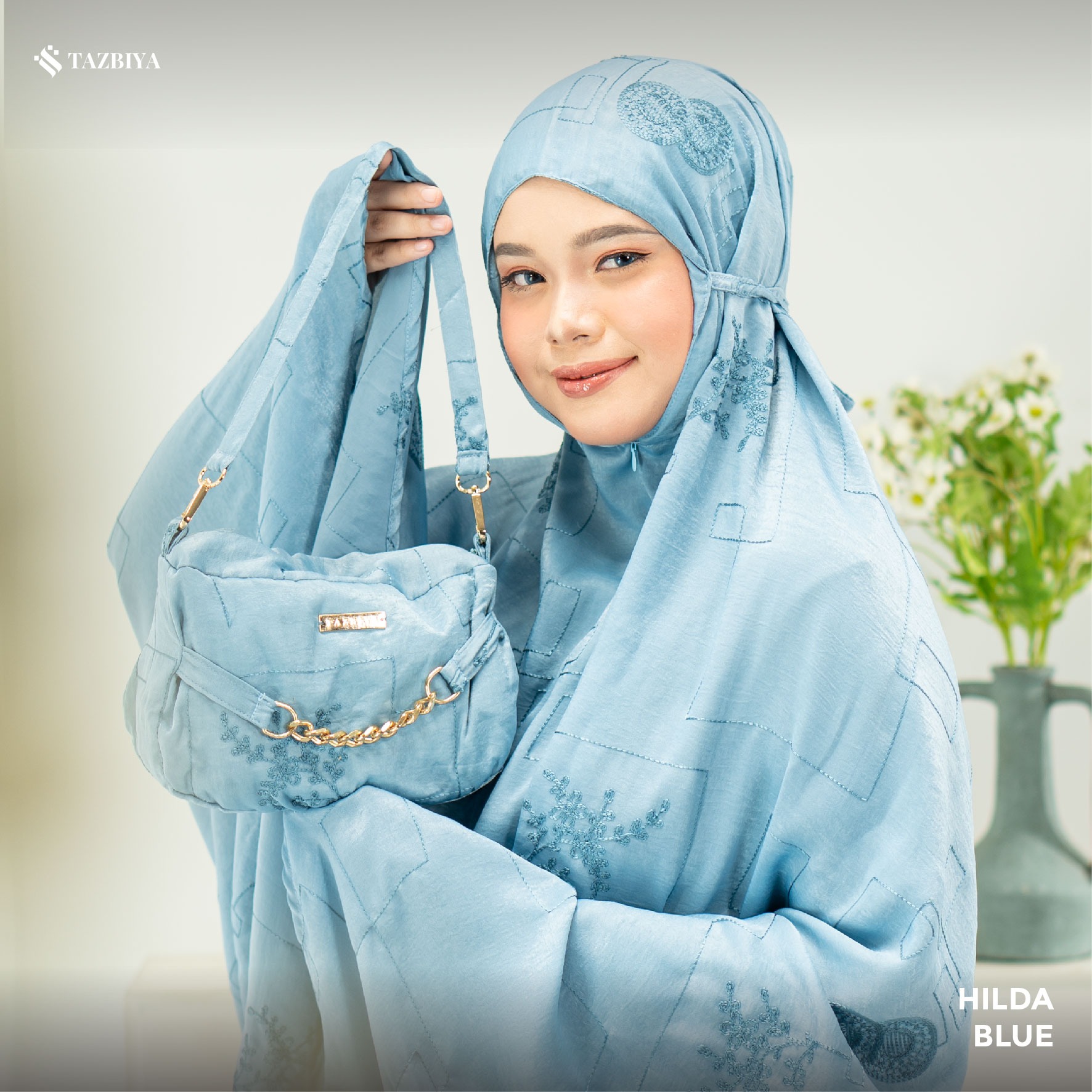 MUKENA PREMIUM SILK BORDIR TAZBIYA DEWASA HILDA SERIES