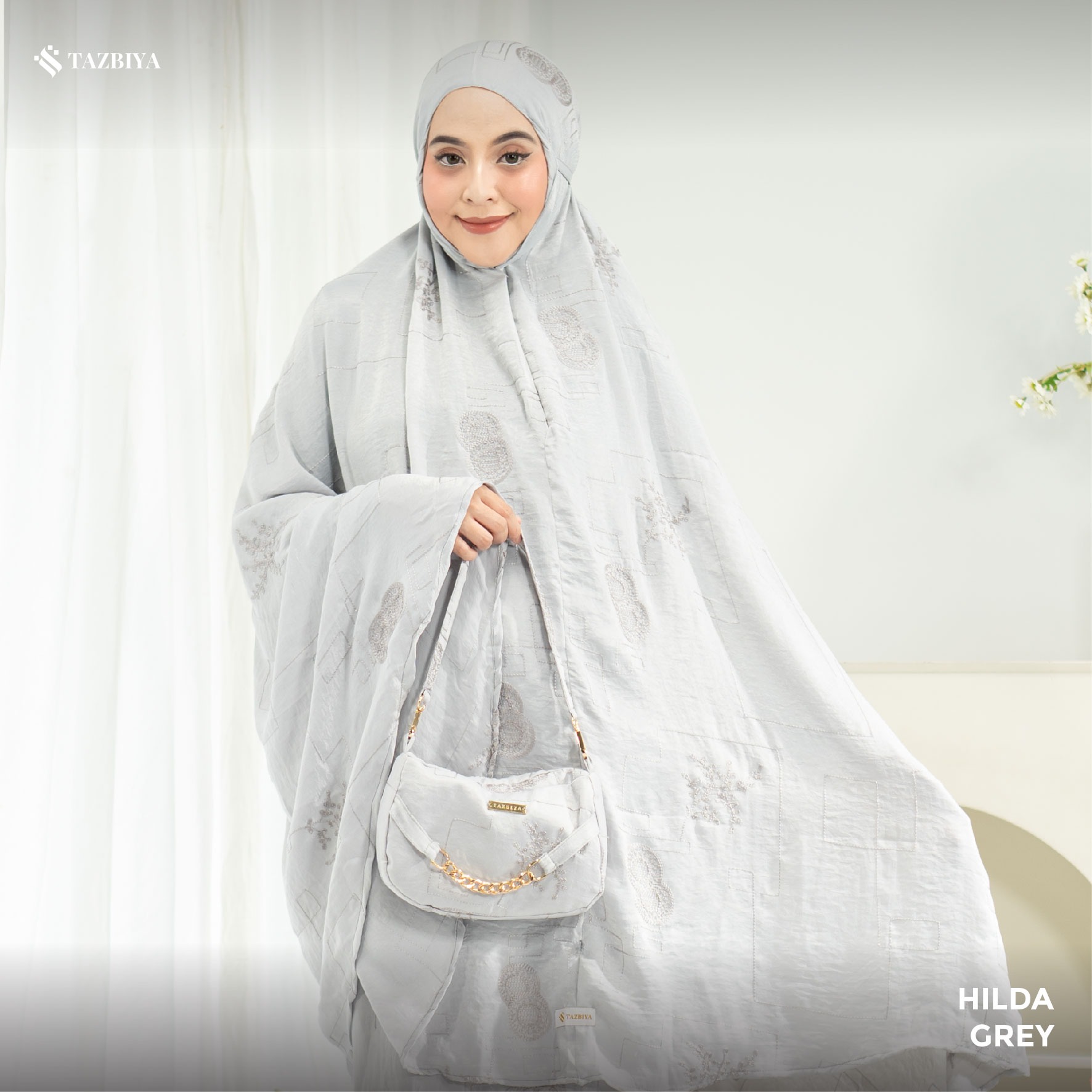 MUKENA PREMIUM SILK BORDIR TAZBIYA DEWASA HILDA SERIES