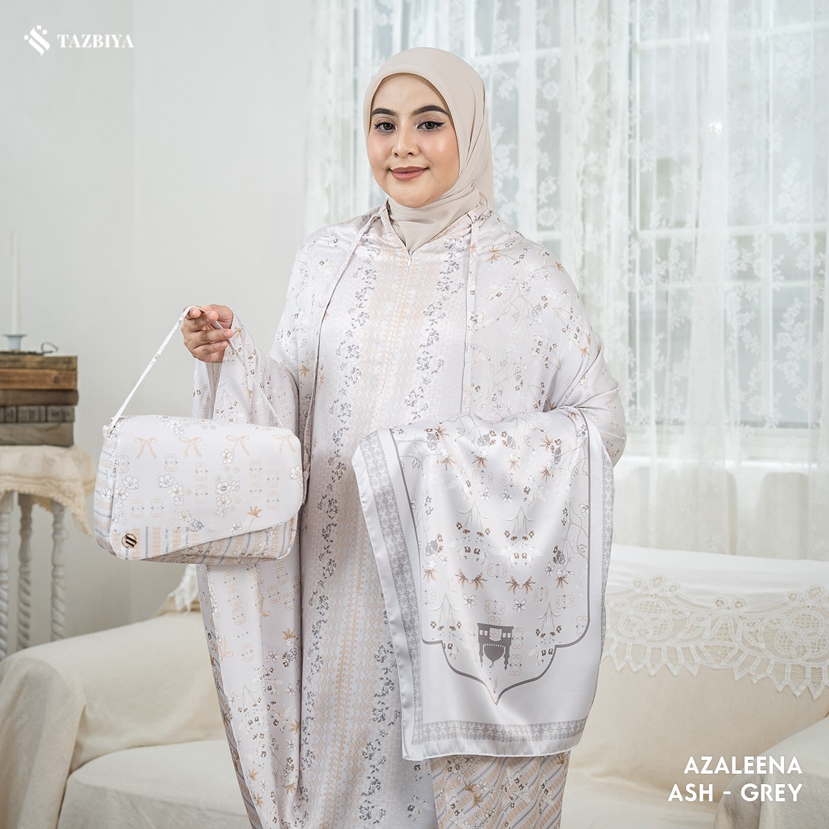 MUKENA TAZBIYA PREMIUM AZALEENA I Mukena Rayon Satin Jumbo Dewasa