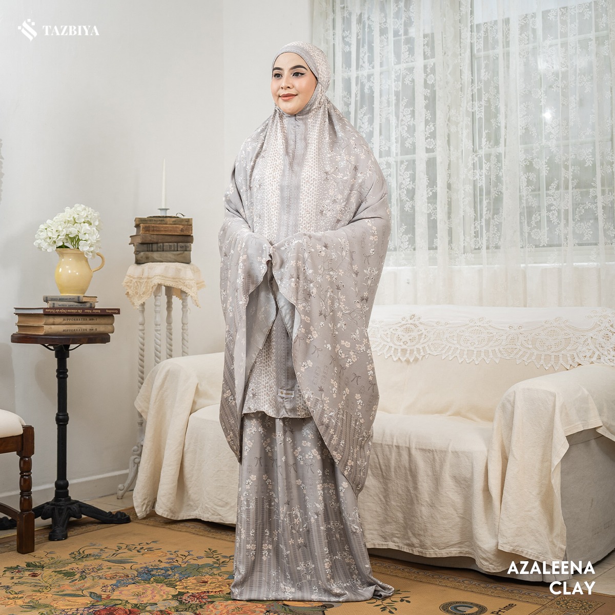 MUKENA TAZBIYA PREMIUM AZALEENA I Mukena Rayon Satin Jumbo Dewasa