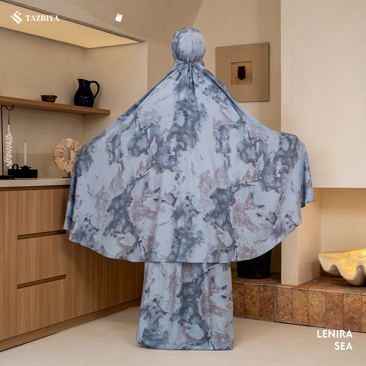 TAZBIYA MUKENA LENIRA Series (Mukena Dewasa Motif Marbel Bahan Rayon 2in1)