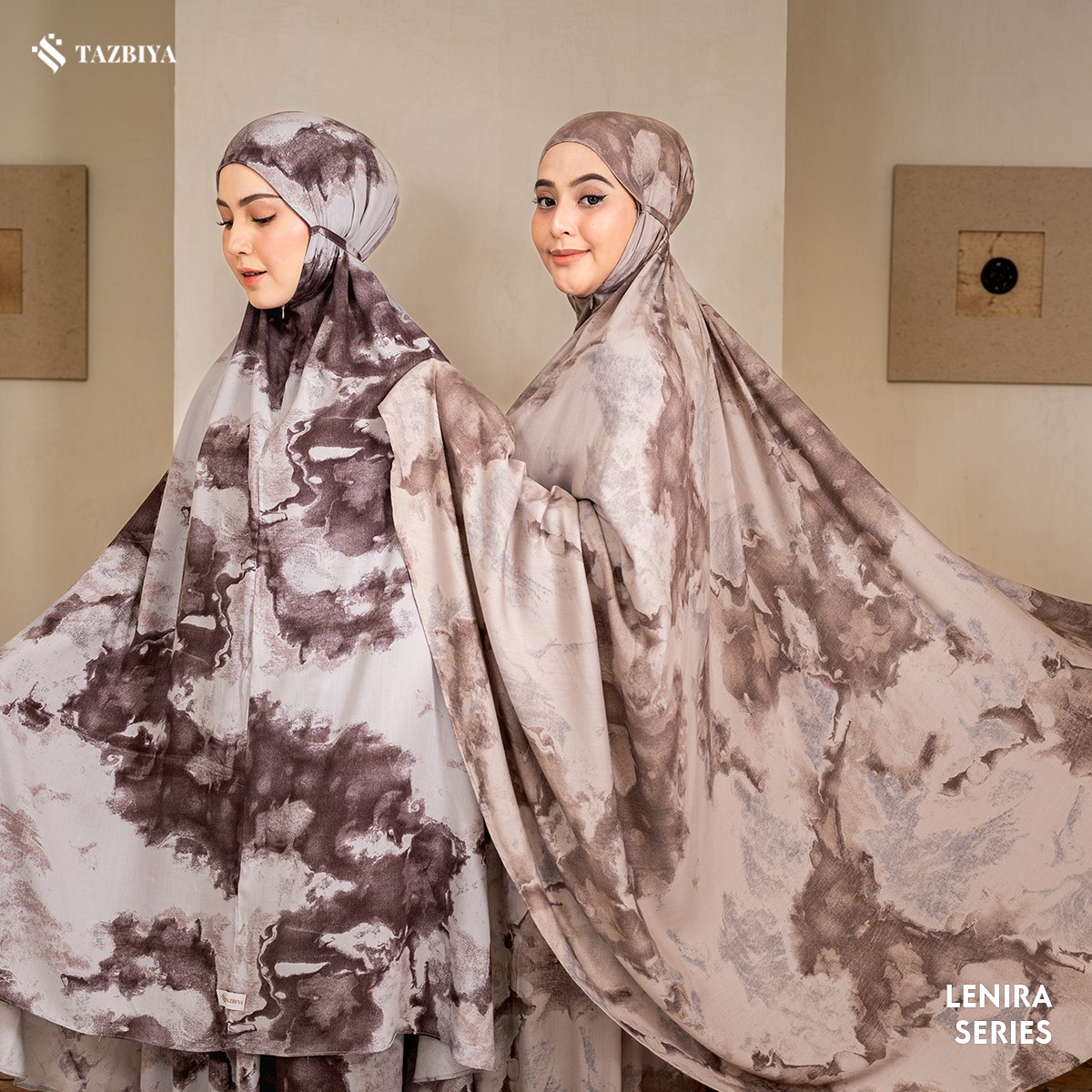TAZBIYA - Mukena LENIRA Series (Mukena Dewasa Motif Marble Bahan Rayon 2in1)