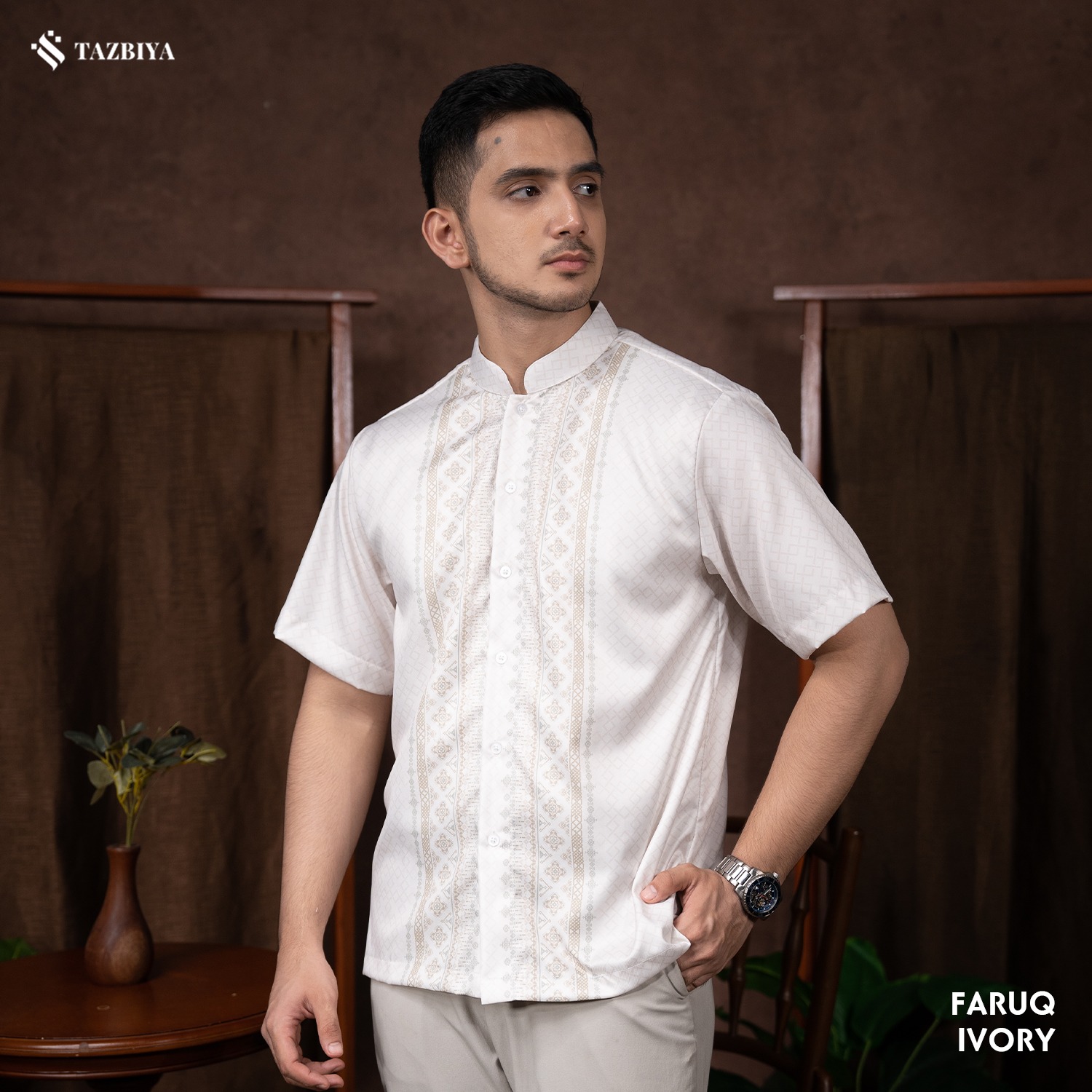 TAZBIYA KOKO DEWASA FARUQ SERIES | KOKO LENGAN PENDEK MOTIF | KOKO PRIA DEWASA | KEMEJA MUSLIM DEWASA MODERN