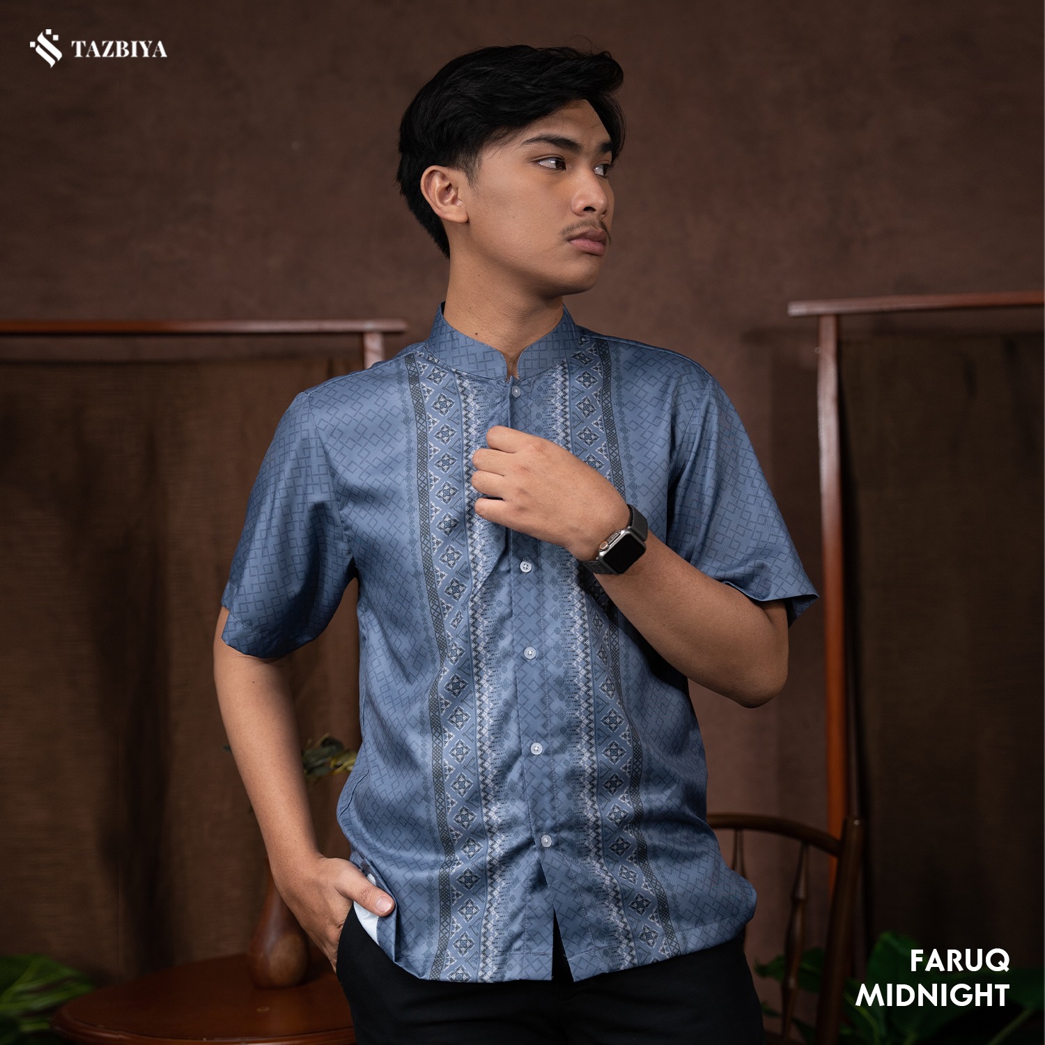 TAZBIYA KOKO DEWASA FARUQ SERIES | KOKO LENGAN PENDEK MOTIF | KOKO PRIA DEWASA | KEMEJA MUSLIM DEWASA MODERN