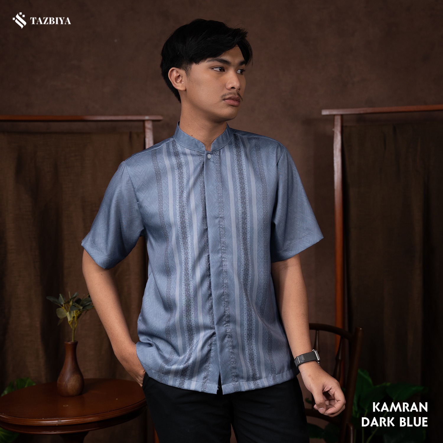 TAZBIYA KOKO DEWASA KAMRAN SERIES | KOKO LENGAN PENDEK MOTIF | KOKO PRIA DEWASA | KEMEJA MUSLIM DEWASA MODERN