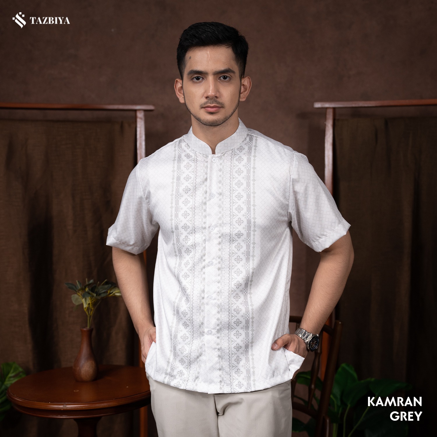 TAZBIYA KOKO DEWASA KAMRAN SERIES | KOKO LENGAN PENDEK MOTIF | KOKO PRIA DEWASA | KEMEJA MUSLIM DEWASA MODERN