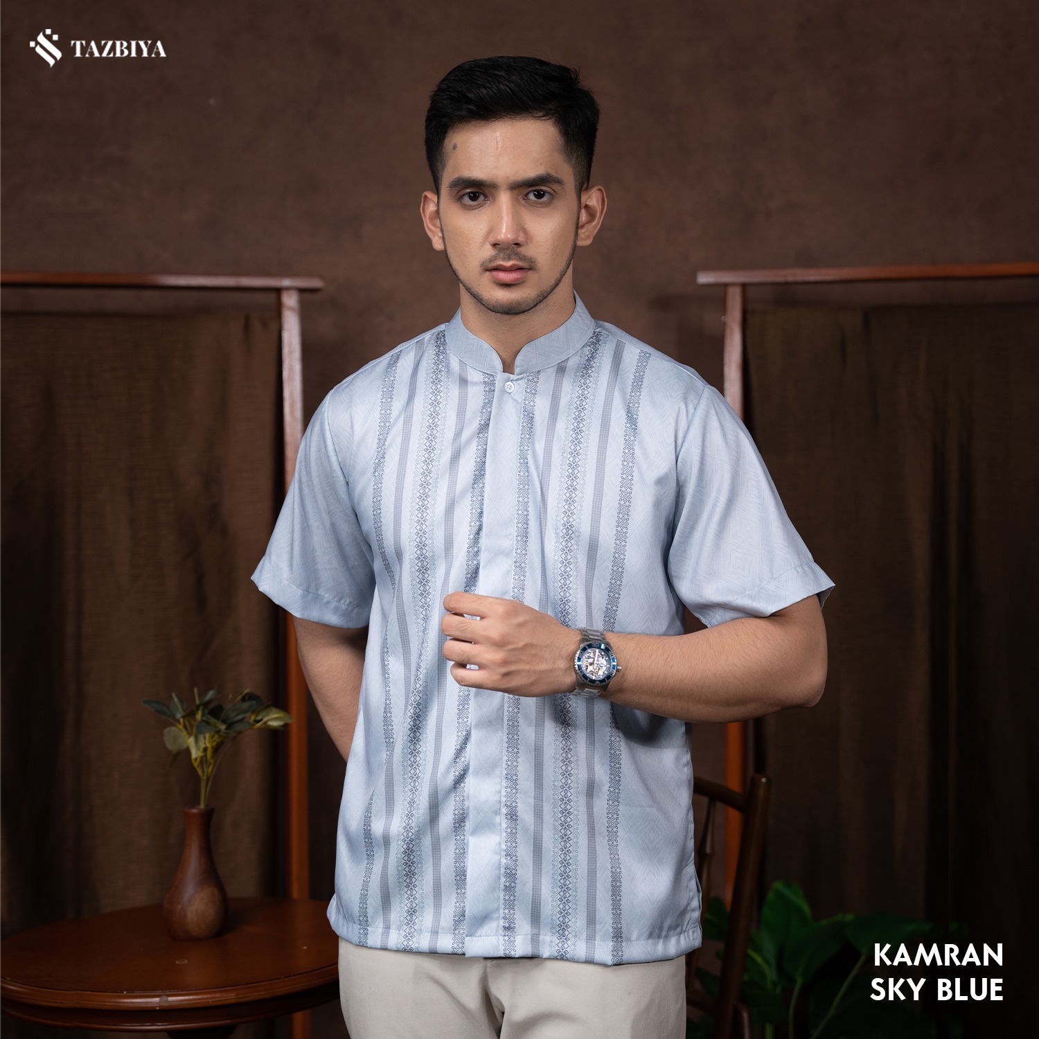 TAZBIYA KOKO DEWASA KAMRAN SERIES | KOKO LENGAN PENDEK MOTIF | KOKO PRIA DEWASA | KEMEJA MUSLIM DEWASA MODERN