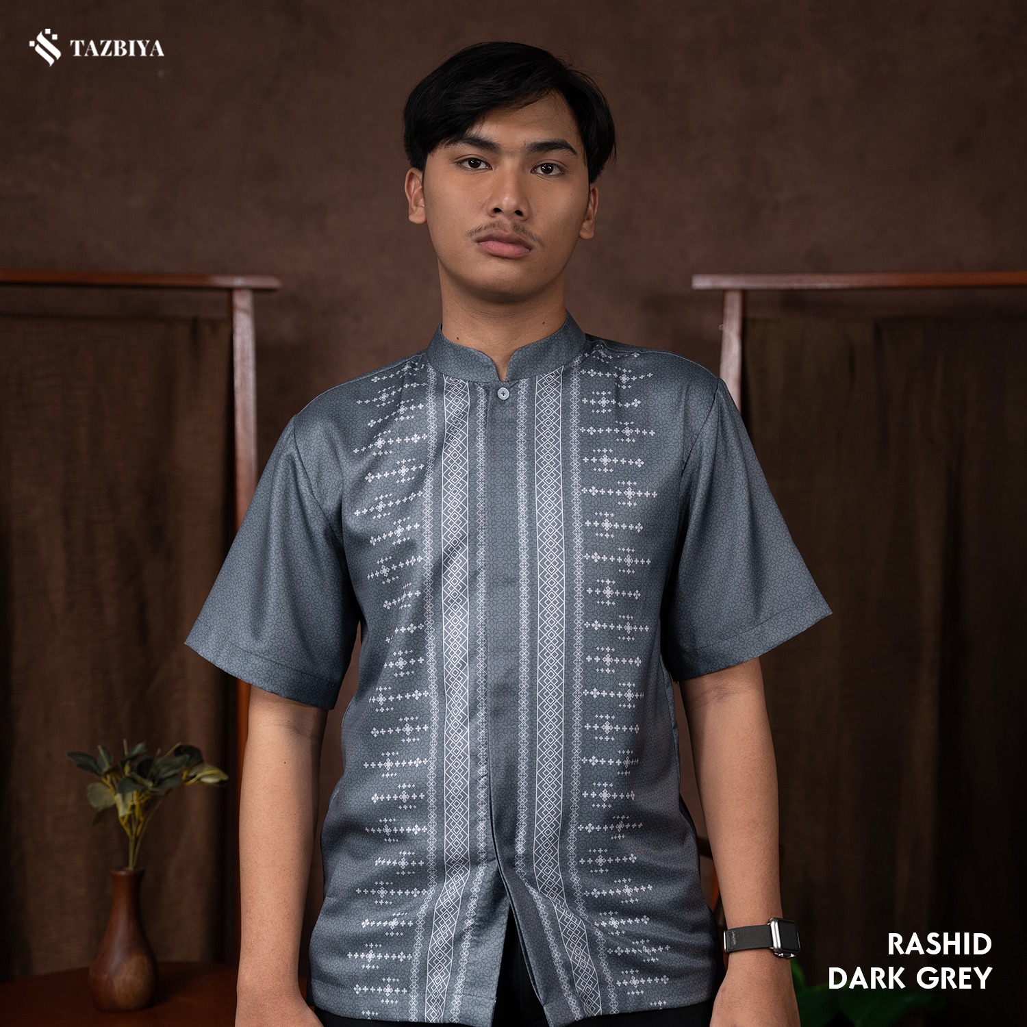 TAZBIYA KOKO DEWASA RASHID SERIES | KOKO LENGAN PENDEK MOTIF | KOKO PRIA DEWASA | KEMEJA MUSLIM DEWASA MODERN