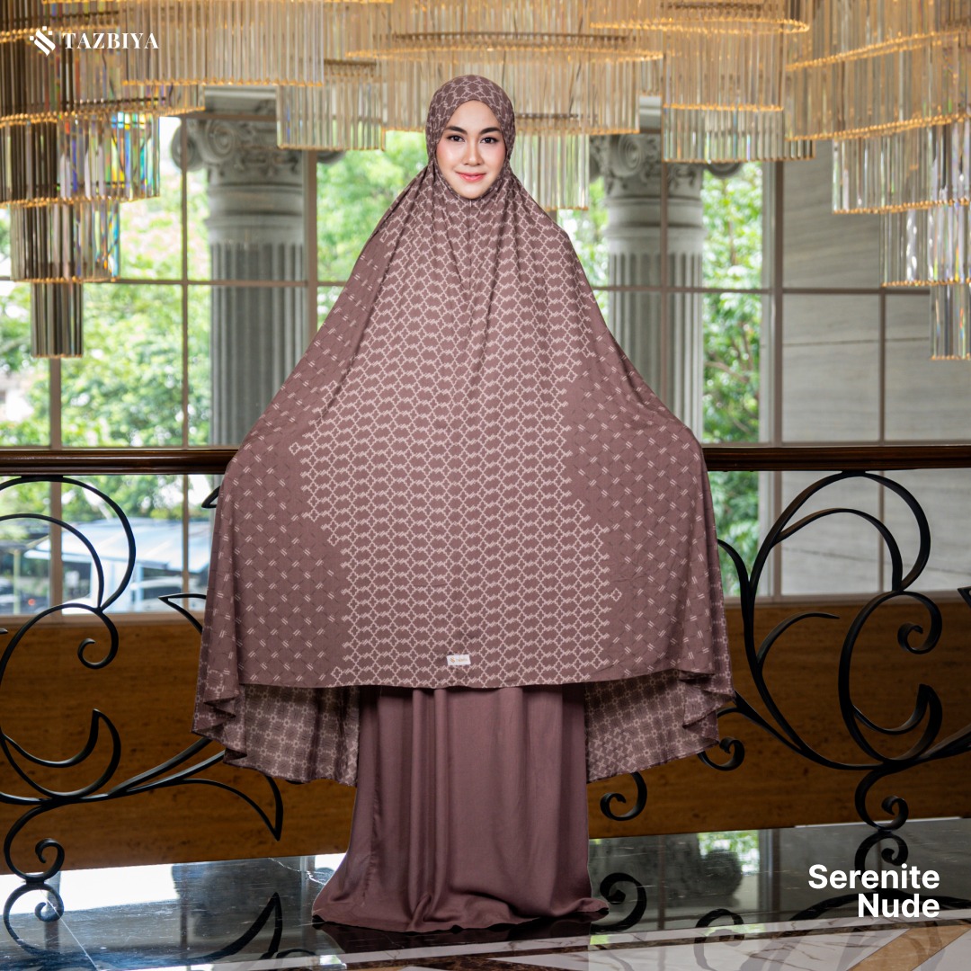 TAZBIYA SERENITE SERIES | MUKENA RAYON 2IN1 DEWASA MONOGRAM SERIES FREE SAJADAH