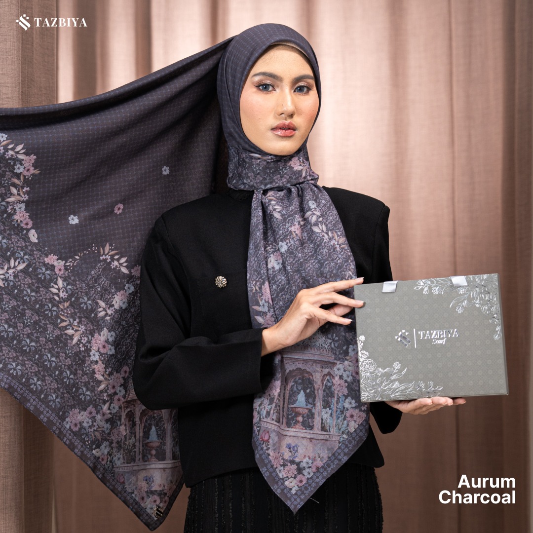 TAZBIYA SCARF - AURUM SERIES I TAZBIYA HIJAB VOAL MOTIF JAHIT TEPI 