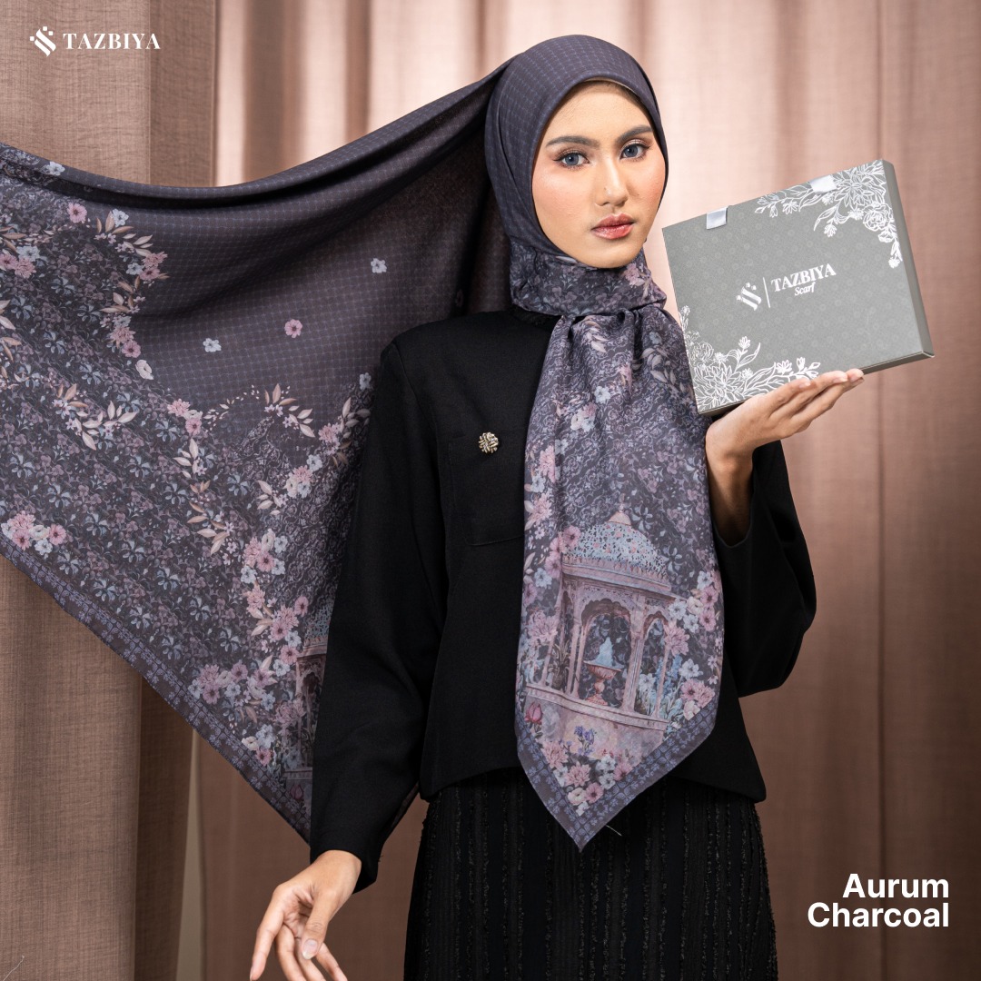 TAZBIYA SCARF - AURUM SERIES I TAZBIYA HIJAB VOAL MOTIF JAHIT TEPI 