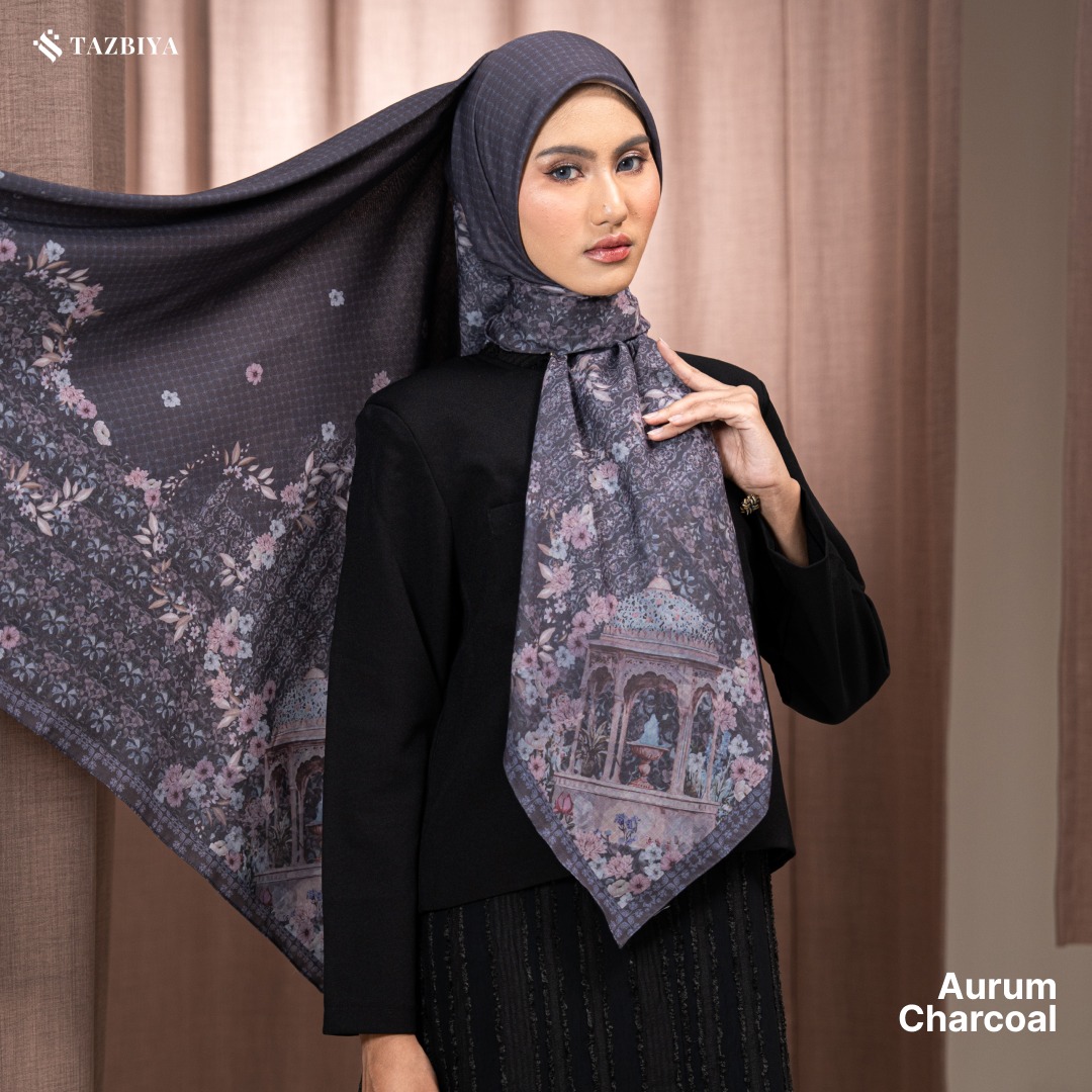 TAZBIYA SCARF - AURUM SERIES I TAZBIYA HIJAB VOAL MOTIF JAHIT TEPI 