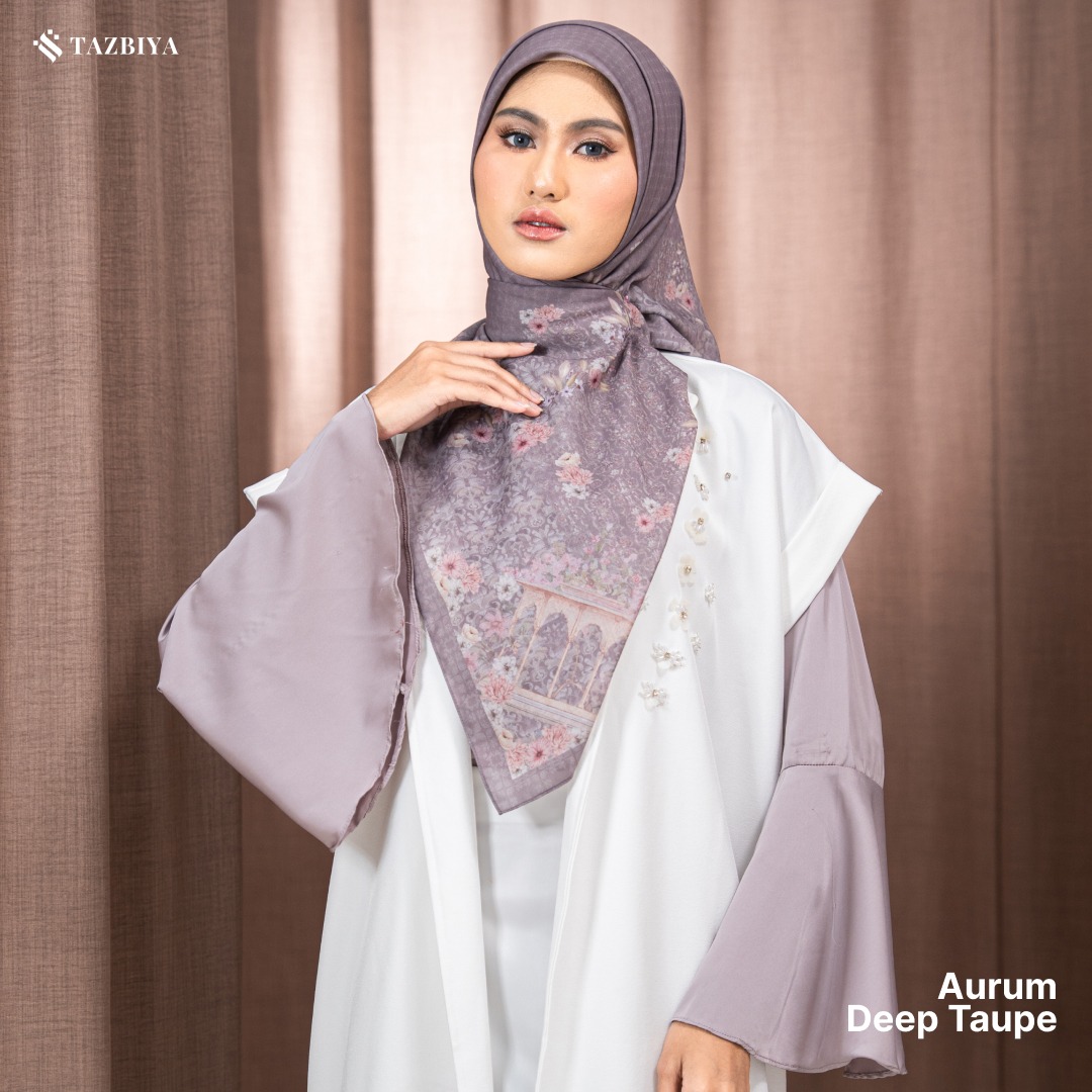 TAZBIYA SCARF - AURUM SERIES I TAZBIYA HIJAB VOAL MOTIF JAHIT TEPI 
