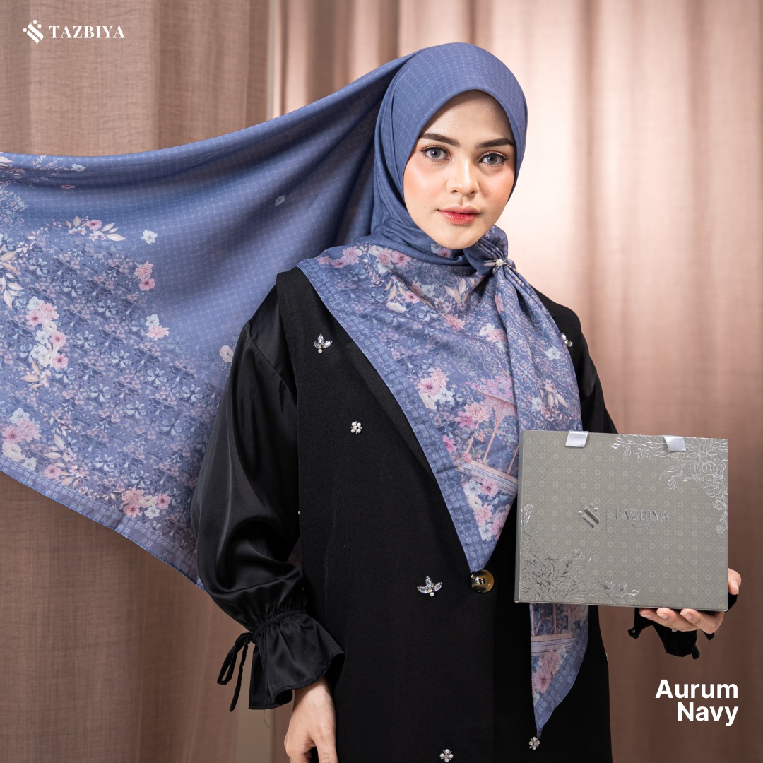 TAZBIYA SCARF - AURUM SERIES I TAZBIYA HIJAB VOAL MOTIF JAHIT TEPI 