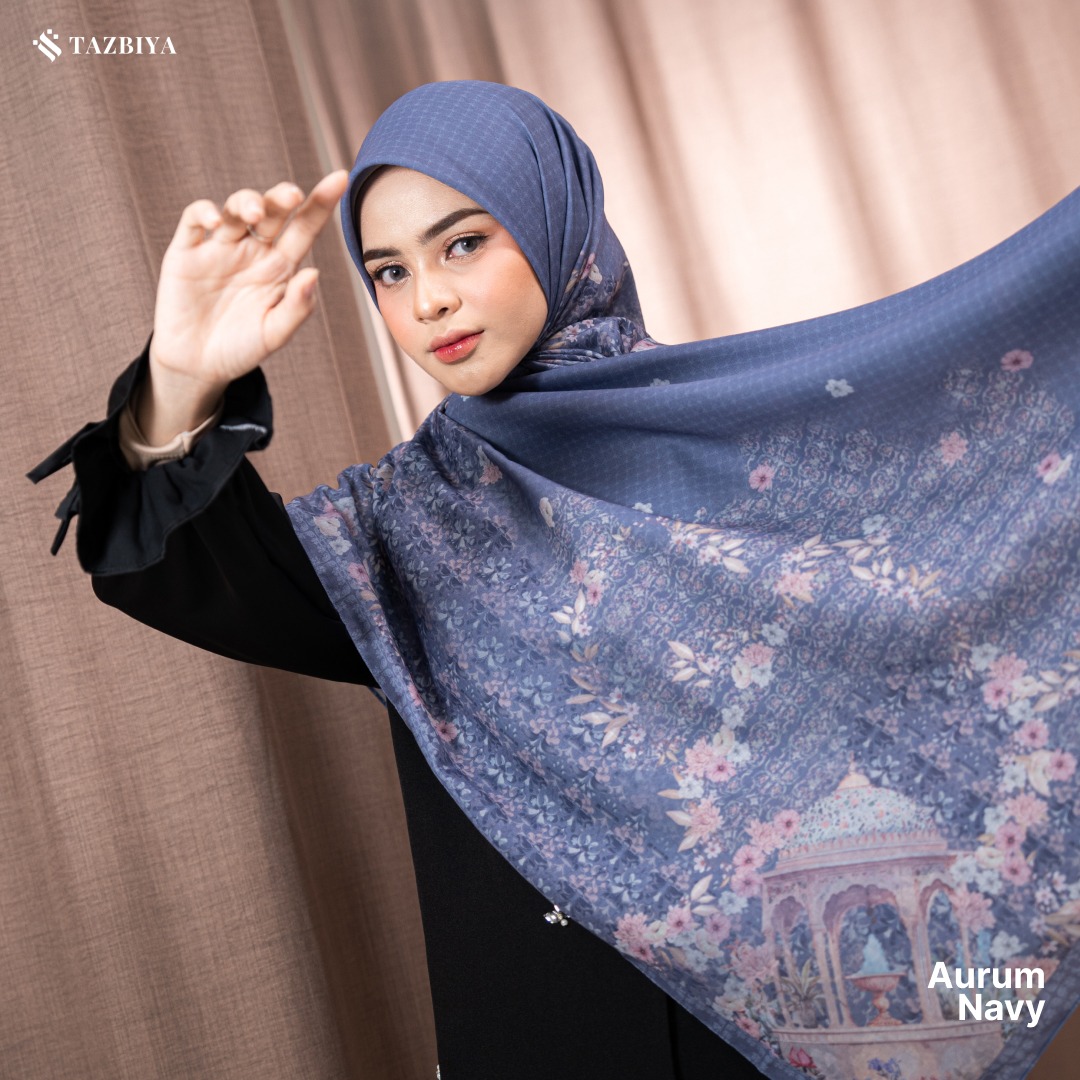 TAZBIYA SCARF - AURUM SERIES I TAZBIYA HIJAB VOAL MOTIF JAHIT TEPI 