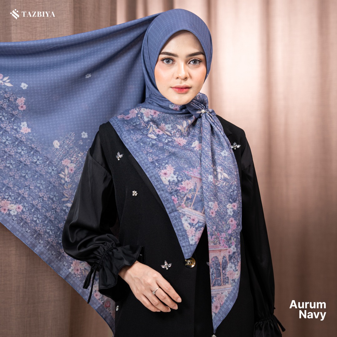 TAZBIYA SCARF - AURUM SERIES I TAZBIYA HIJAB VOAL MOTIF JAHIT TEPI 