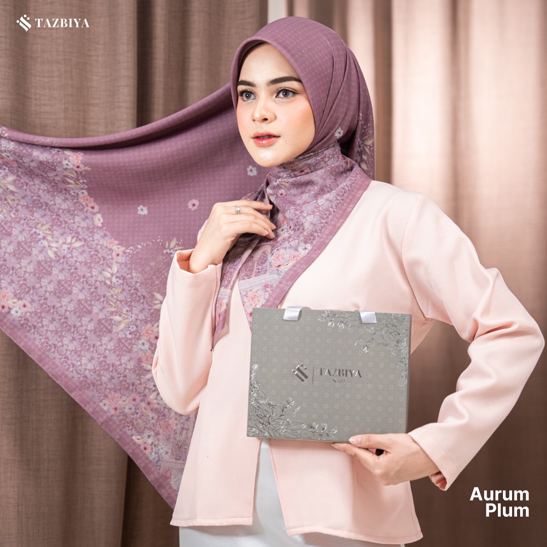 TAZBIYA SCARF - AURUM SERIES I TAZBIYA HIJAB VOAL MOTIF JAHIT TEPI 