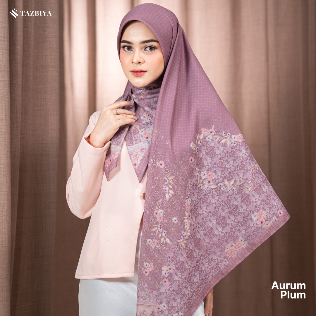 TAZBIYA SCARF - AURUM SERIES I TAZBIYA HIJAB VOAL MOTIF JAHIT TEPI 