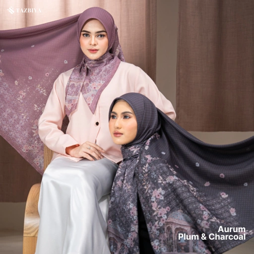 Image of TAZBIYA SCARF - AURUM SERIES I TAZBIYA HIJAB VOAL MOTIF JAHIT TEPI 