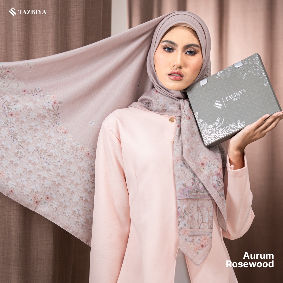 TAZBIYA SCARF - AURUM SERIES I TAZBIYA HIJAB VOAL MOTIF JAHIT TEPI 