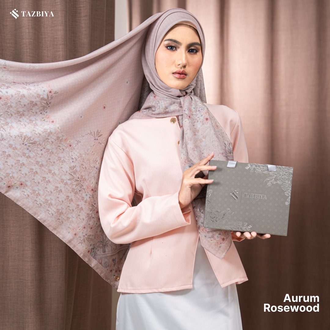 TAZBIYA SCARF - AURUM SERIES I TAZBIYA HIJAB VOAL MOTIF JAHIT TEPI 