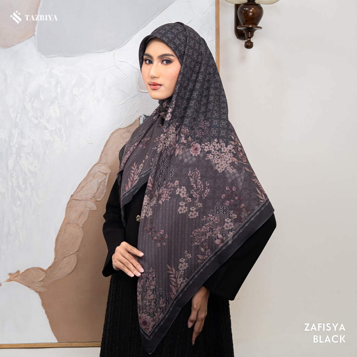 TAZBIYA SCARF - ZAFISYA SERIES I TAZBIYA HIJAB VOAL MOTIF JAHIT TEPI 