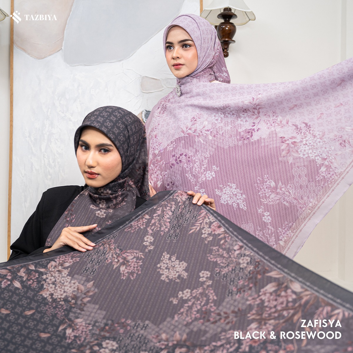 TAZBIYA SCARF - ZAFISYA SERIES I TAZBIYA HIJAB VOAL MOTIF JAHIT TEPI 