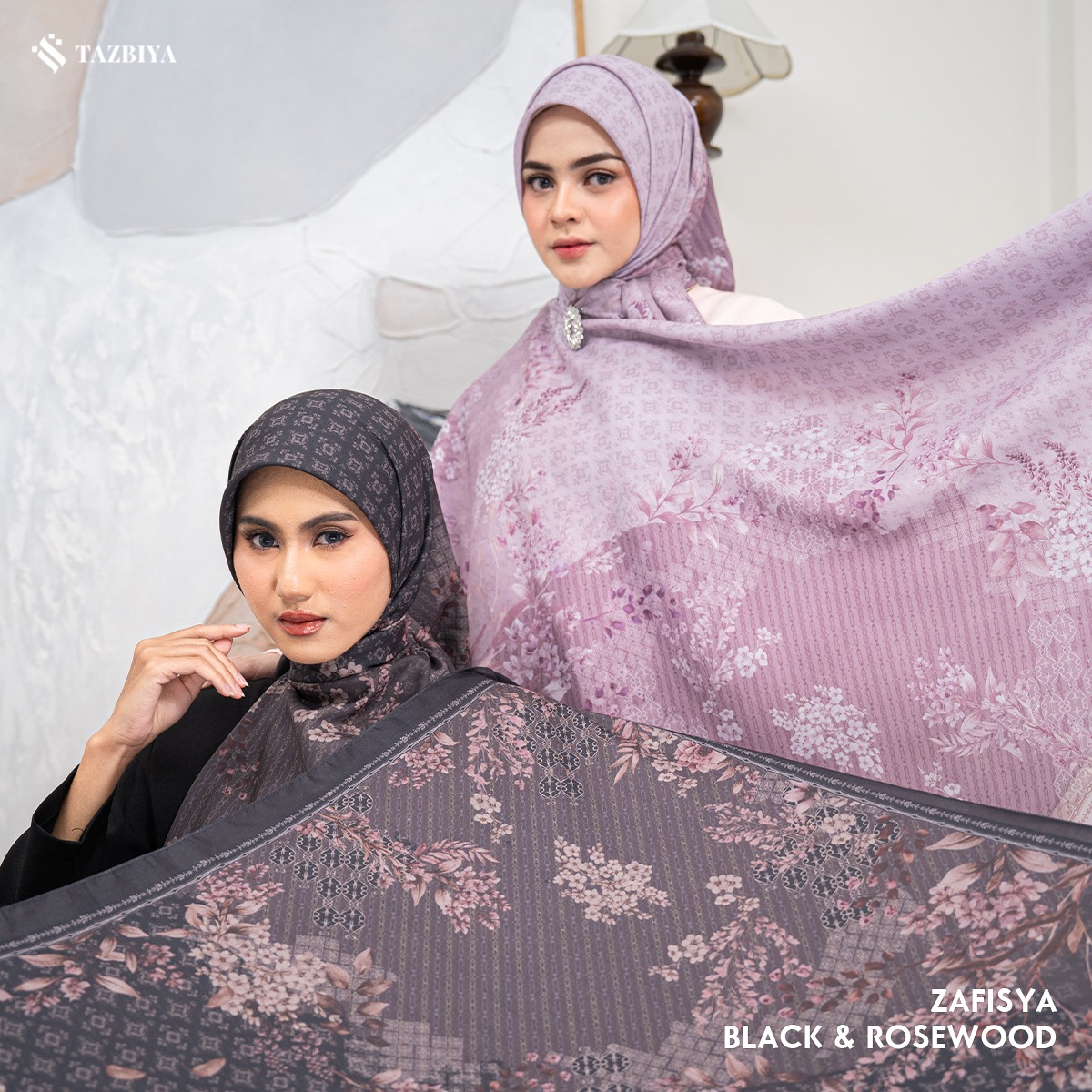 TAZBIYA SCARF - ZAFISYA SERIES I TAZBIYA HIJAB VOAL MOTIF JAHIT TEPI 