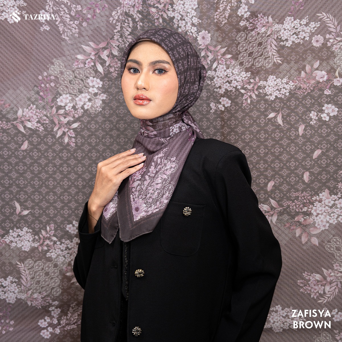 TAZBIYA SCARF - ZAFISYA SERIES I TAZBIYA HIJAB VOAL MOTIF JAHIT TEPI 