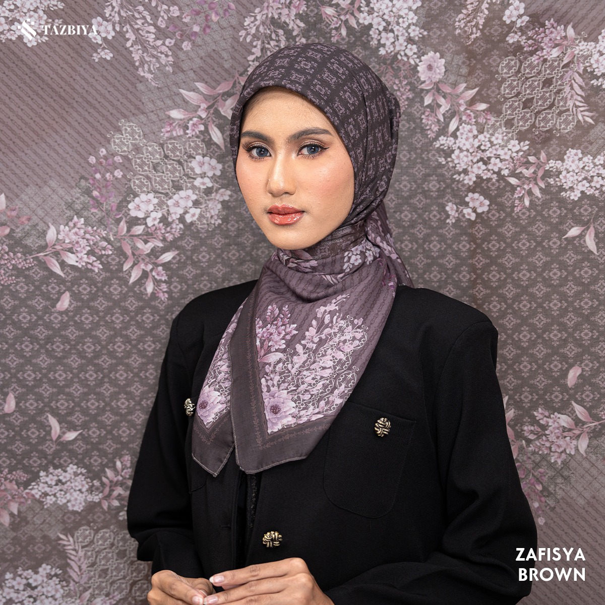 TAZBIYA SCARF - ZAFISYA SERIES I TAZBIYA HIJAB VOAL MOTIF JAHIT TEPI 