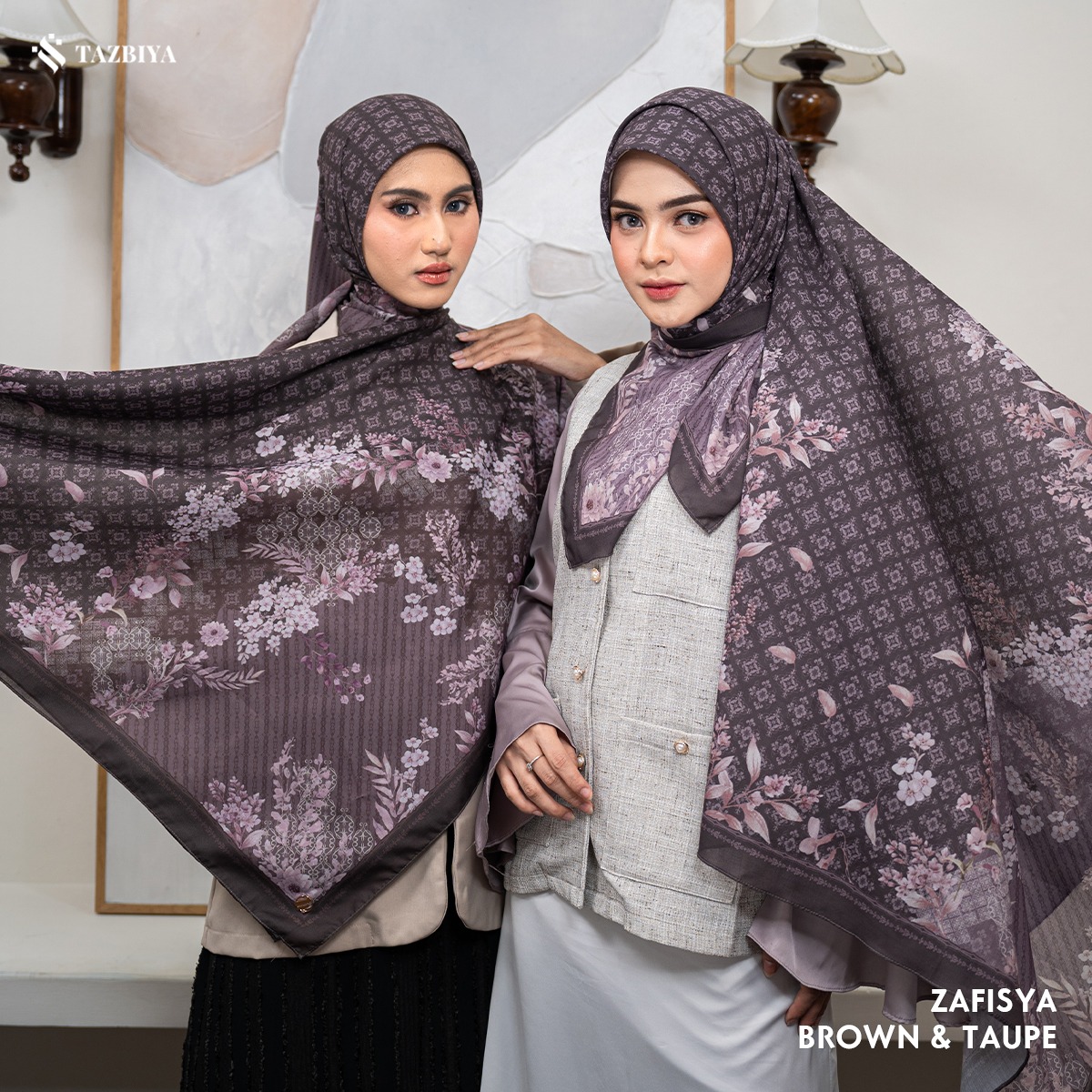 TAZBIYA SCARF - ZAFISYA SERIES I TAZBIYA HIJAB VOAL MOTIF JAHIT TEPI 