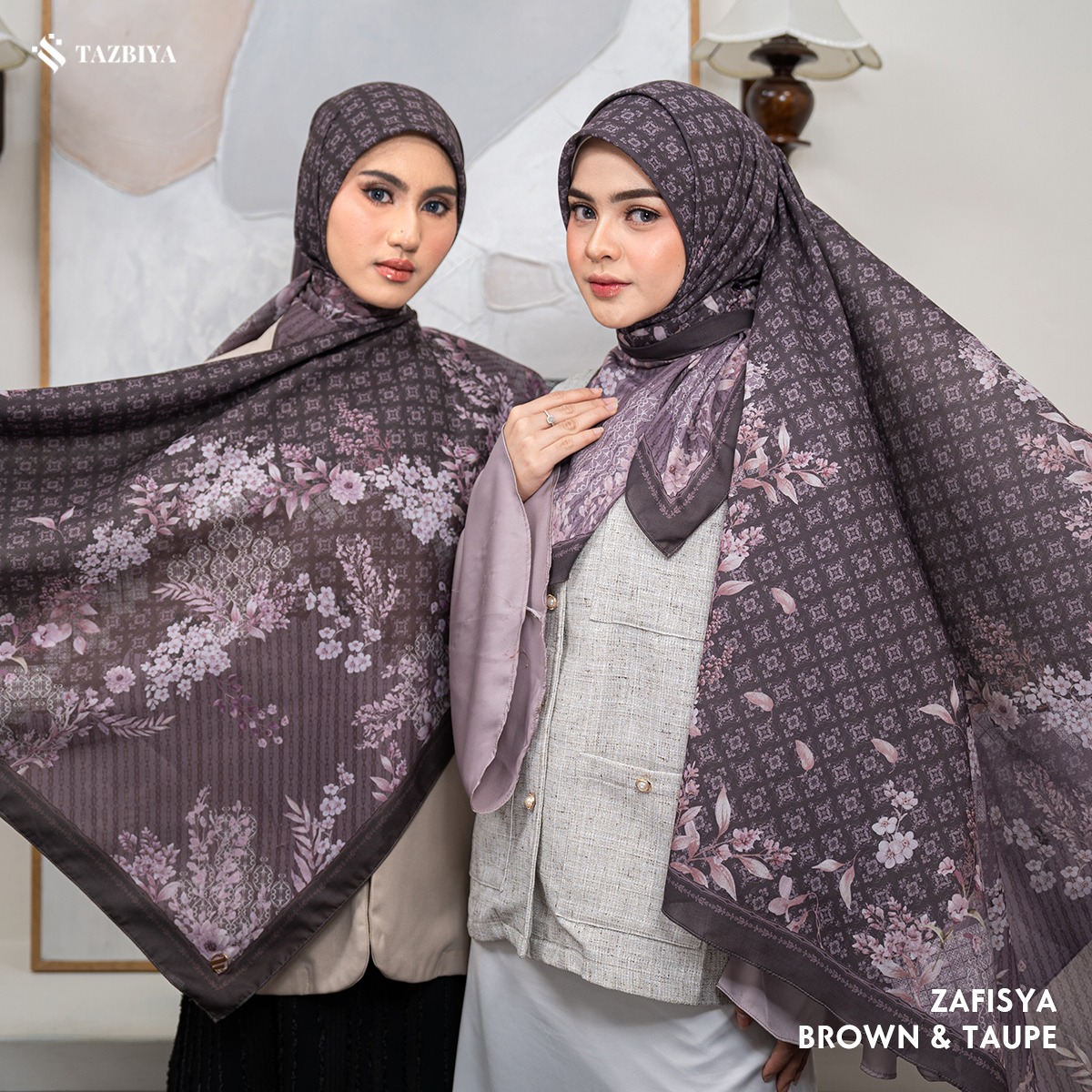TAZBIYA SCARF - ZAFISYA SERIES I TAZBIYA HIJAB VOAL MOTIF JAHIT TEPI 
