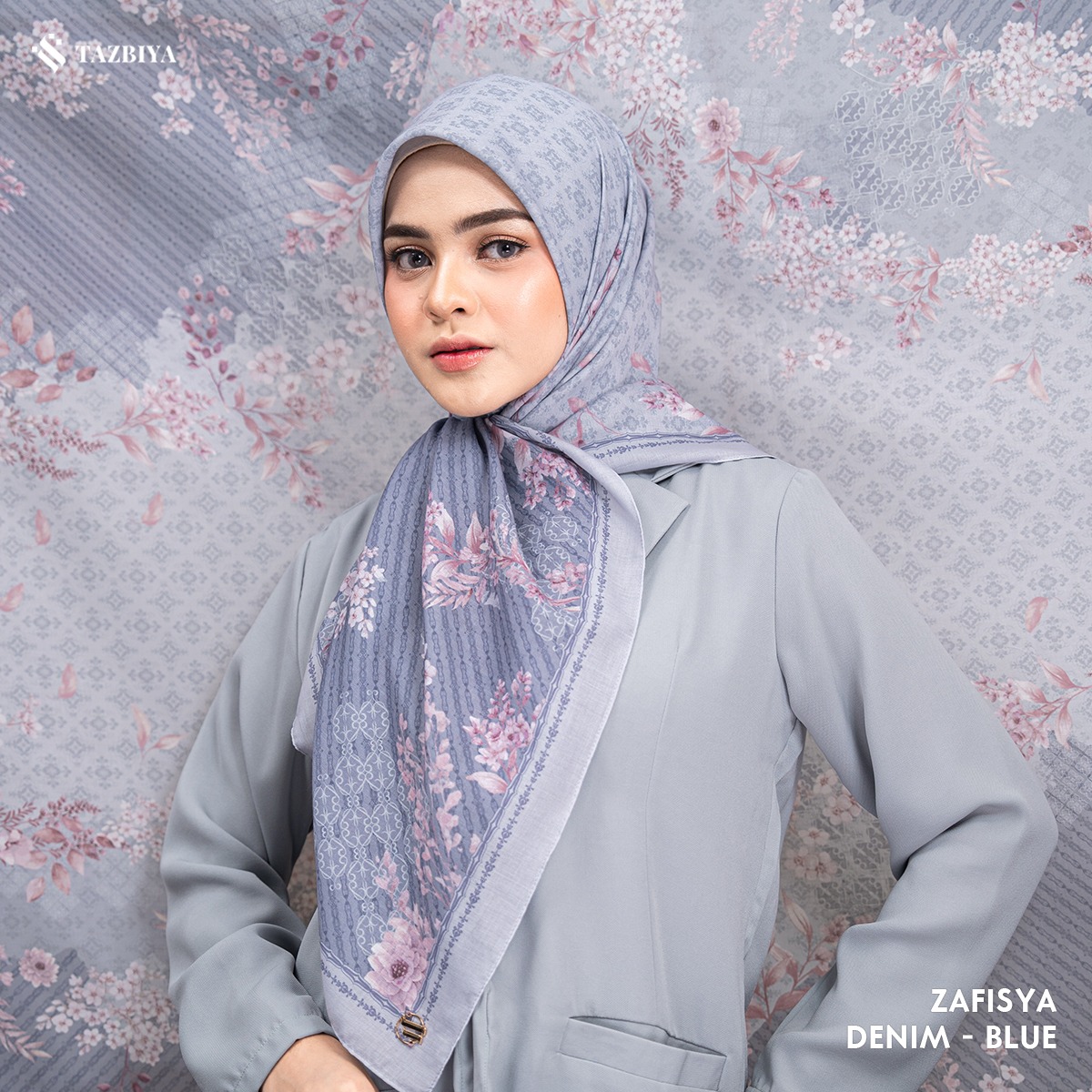 TAZBIYA SCARF - ZAFISYA SERIES I TAZBIYA HIJAB VOAL MOTIF JAHIT TEPI 