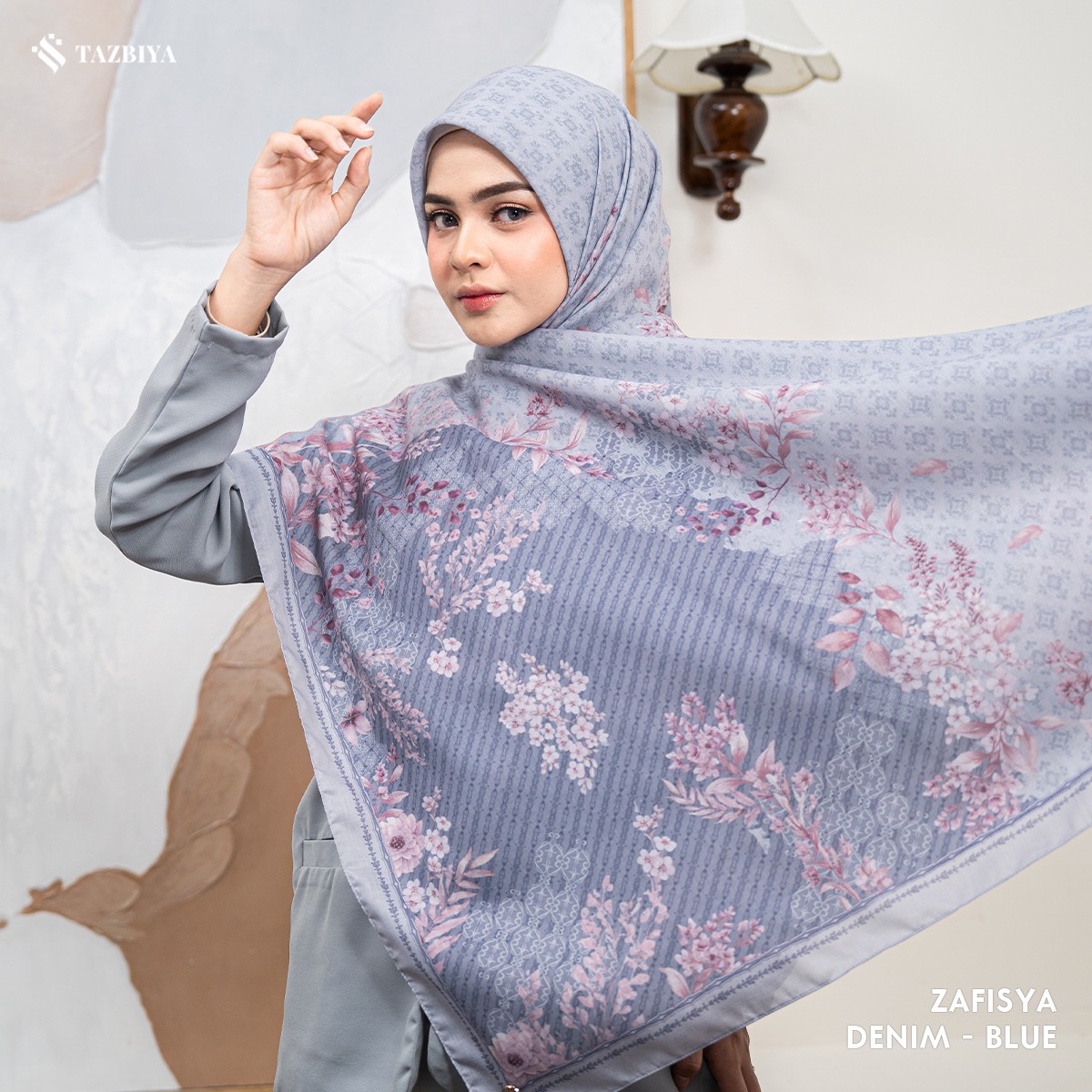 TAZBIYA SCARF - ZAFISYA SERIES I TAZBIYA HIJAB VOAL MOTIF JAHIT TEPI 