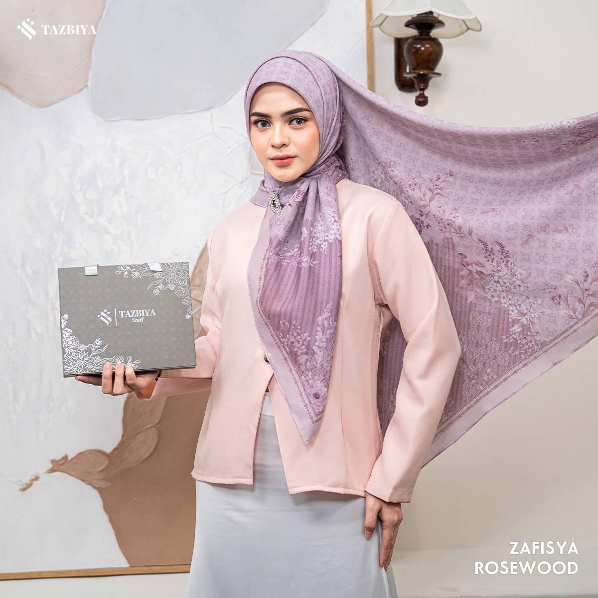 TAZBIYA SCARF - ZAFISYA SERIES I TAZBIYA HIJAB VOAL MOTIF JAHIT TEPI 