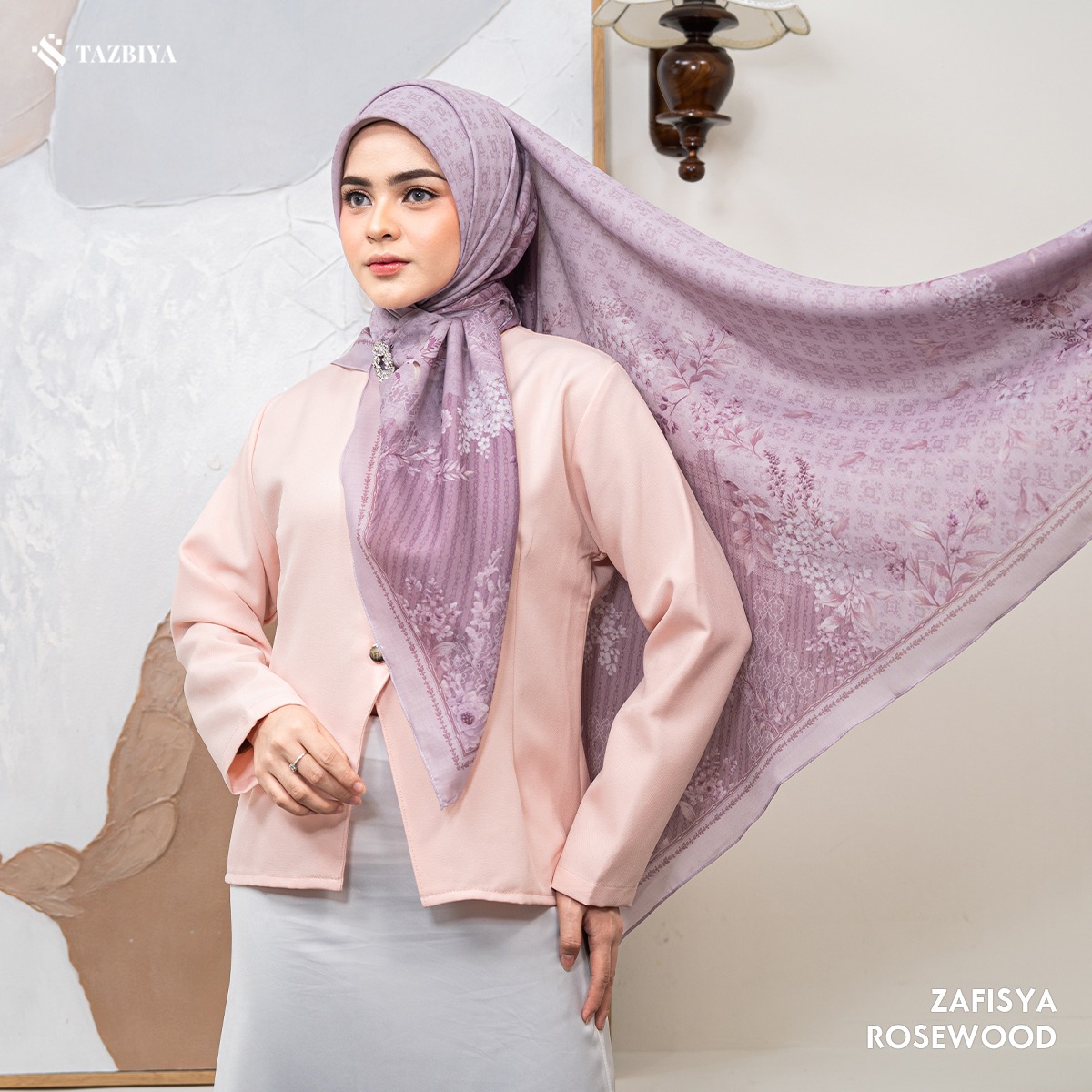 TAZBIYA SCARF - ZAFISYA SERIES I TAZBIYA HIJAB VOAL MOTIF JAHIT TEPI 