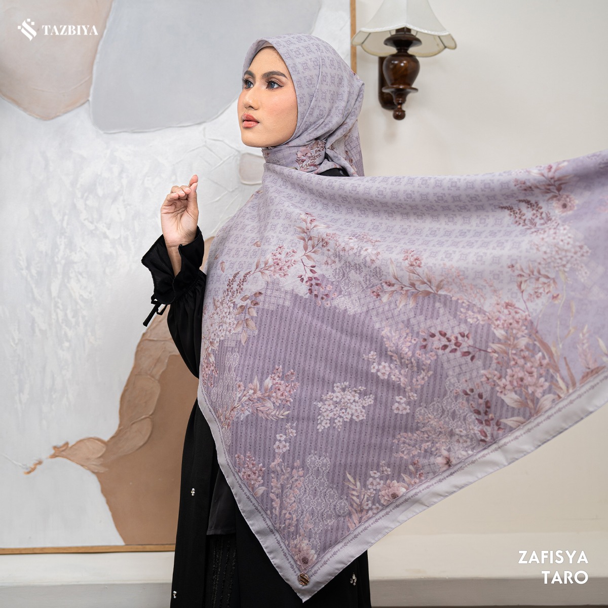 TAZBIYA SCARF - ZAFISYA SERIES I TAZBIYA HIJAB VOAL MOTIF JAHIT TEPI 